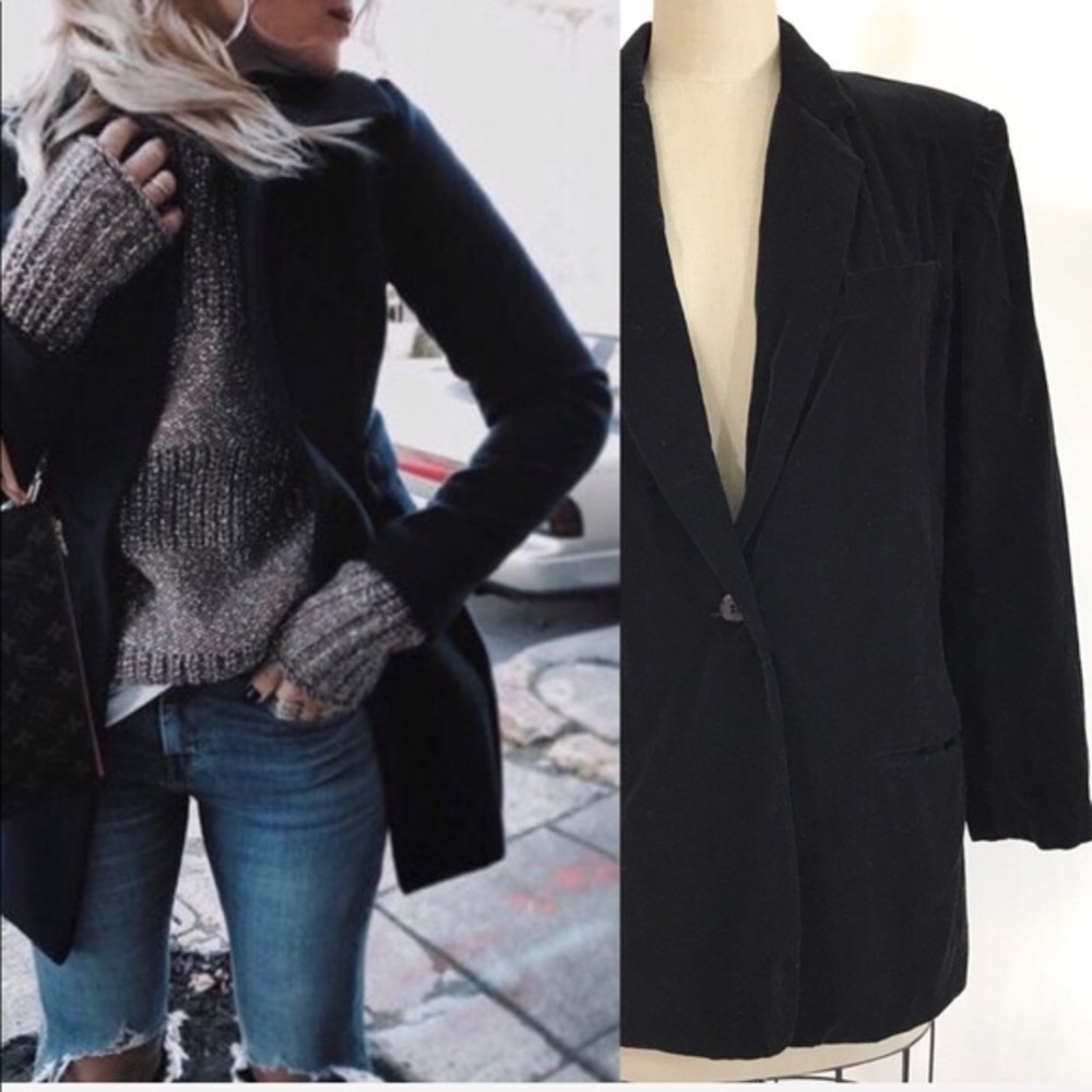 Herman Geist black velvet blazer size 12